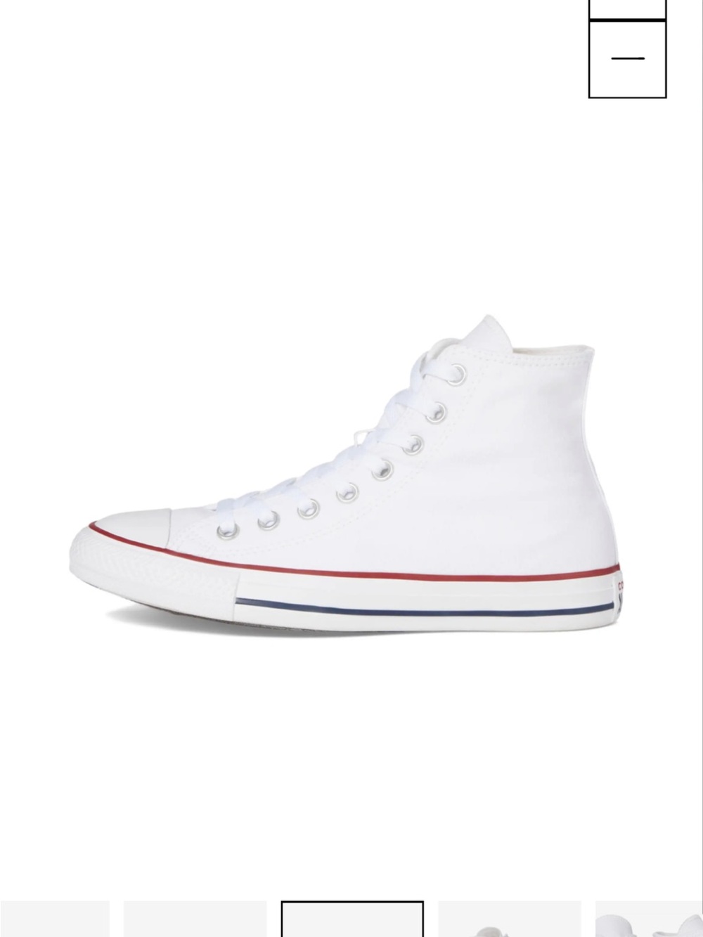 Converse High-Top Canvas Sneakers - White with Red & Blue Stripes